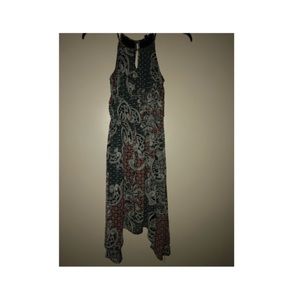 Long summer dress: orange, blue, black, white